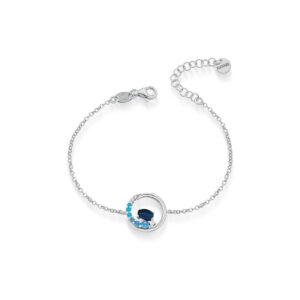 925 Sterling Silver bracelet and central element with colored cubic zirconia