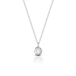 925 Sterling Silver necklace with baroque motif sphere and cubic zirconia