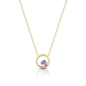 Collana in Argento 925 e pendente con zirconi colorati