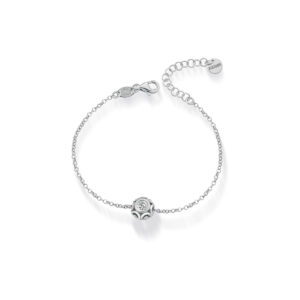 925 Sterling Silver bracelet with baroque motif sphere and cubic zirconia