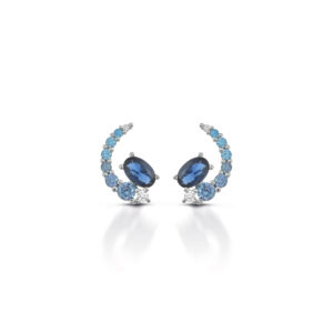 925 Sterling Silver lobe earrings with colored cubic zirconia