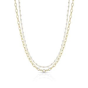 Collana doppia catena in Argento 925 e perle