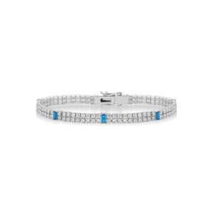 Tennis bracelet various colors in 925 sterling silver with double cubic zirconia fina
