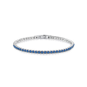 Men's tennis bracelet with blue cubic zirconia