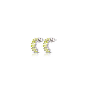 925 Sterling Silver lobe earrings with white baguette-cut stones