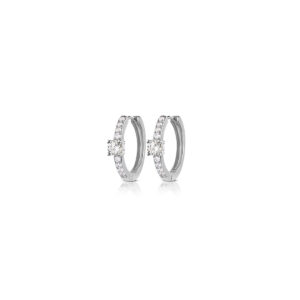 Hoop earrings in 925 silver with central stone and zircons.