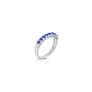 Anello Tennis semi veretta in Argento 925 con zirconi blu