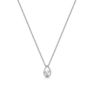 925 Sterling Silver drop pendant necklace with cubic zirconia
