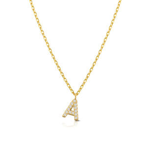 Letter Necklace in golden 925 Silver with zircons