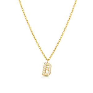 Letter Necklace in golden 925 Silver with zircons