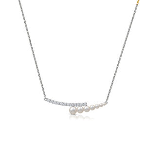 Pearl Necklace in 925 Silver with zircons