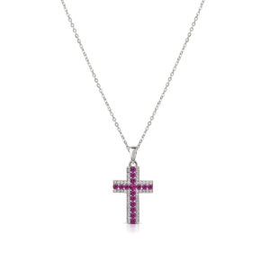 Necklace with cross in 925 rhodium silver with zircons