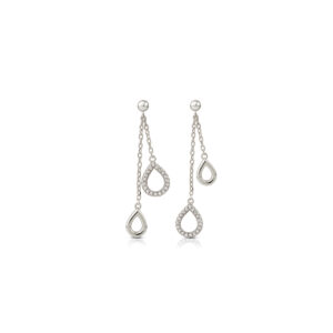 925 Sterling Silver Dangling Drop Earrings with cubic zirconia
