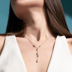 Y necklace with stones in 925 sterling silver