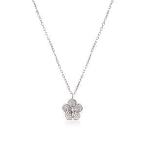 Flower necklace in 925 Silver with white zircons