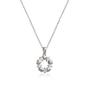 Necklace in 925 Silver with white zircons and hearts