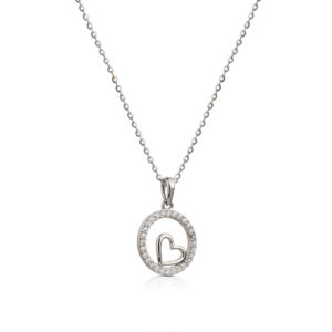 Collana in Argento925 con zirconi bianchi e cuore