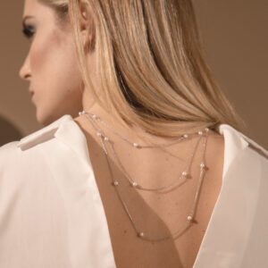 Collana in Argento925 rodio con perle