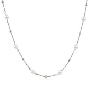 Collana in Argento925 rodio con perle