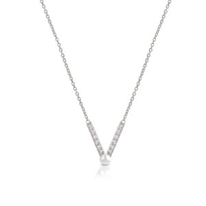 Necklace in 925 Rhodium Silver with pearl