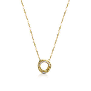 Necklace in 925 silver yellow gold with white zircons