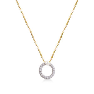 Symbol Necklace in 925 Yellow Gold Silver with pearl