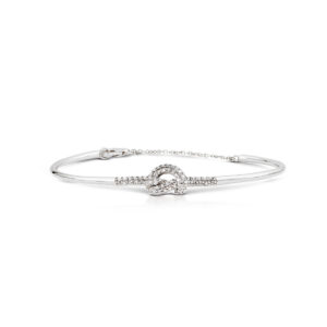 Knot Bangle in 925 Silver with white zircons