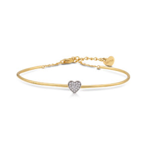 Bangle in 925 yellow gold silver with pavè symbol