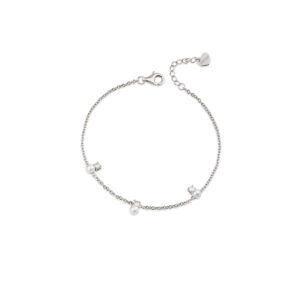 Bracciale in Argento925 Rodio con perle e zirconi