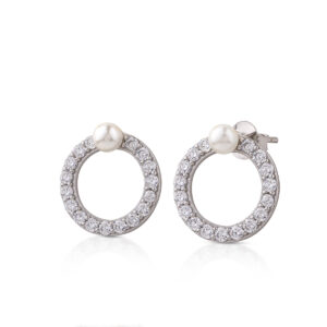 Symbol lobe earrings in 925 Silver with pearl