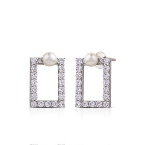 Symbol lobe earrings in 925 Silver with pearl