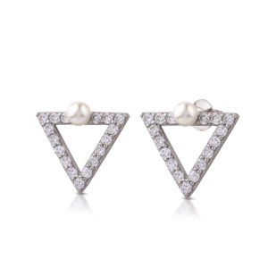 Symbol lobe earrings in 925 Silver with pearl