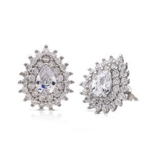 Lobe earrings in rhodium 925 silver with zircons