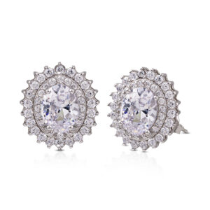 Lobe earrings in rhodium 925 silver with zircons