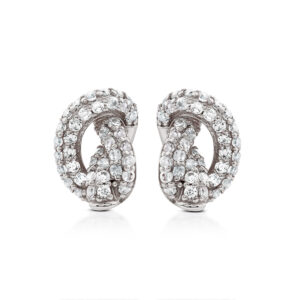 Lobe knot earrings in 925 silver with white zircons