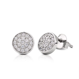 925 rhodium silver lobe earrings with pavè symbol