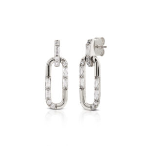 Pendant earrings in 925 Silver with white zircons