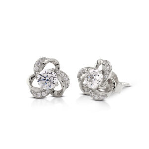 Lobe earrings in 925 Silver with white zircons