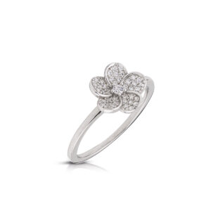 Flower Ring in Rhodium 925 Silver with zircons