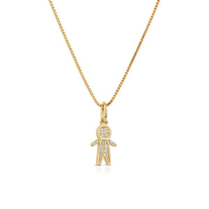 Silver925 Yellow gold baby necklace with white cubic zirconia