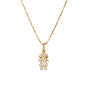 Bimba necklace in Silver925 Yellow gold with white cubic zirconia