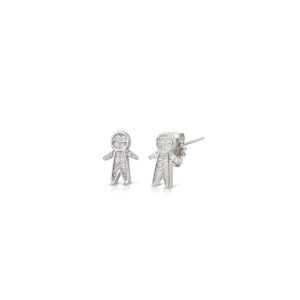 Baby Earrings in 925 Silver and Yellow Gold with White Zircons.