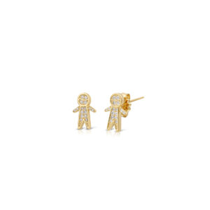 Baby Earrings in 925 Silver and Yellow Gold with White Zircons.