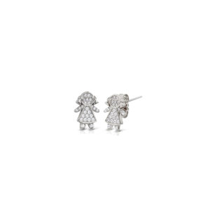 Baby Girl Earrings in 925 Silver and Yellow Gold with White Zircons
