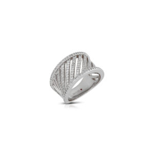 Large band ring in 925 silver with zirconia